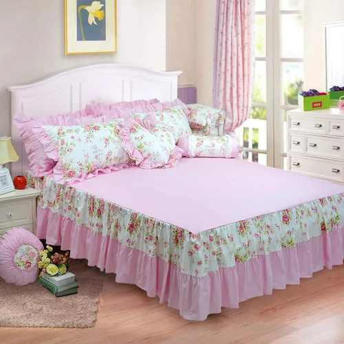 Vista 4 de FADFAY Juego de funda de edredón rosa desgastada, colección de ropa de cama floral rosa, elegante juego de funda de edredón de encaje de princesa