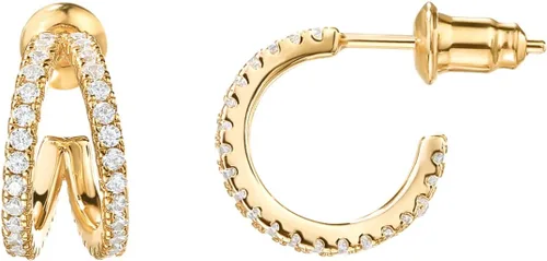 Vista 9 de PAVOI Aretes de Aro Huggie Divididos Chapados en Oro de 14K para Mujeres - Postes de Plata Esterlina 925 Aretes Huggie de Aro Múltiple Delicados