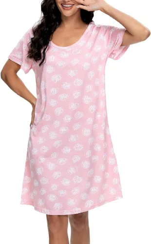 Vista 5 de Camisón de manga corta para mujer, ropa de dormir para casa, ropa de dormir, pijama con estampado casual