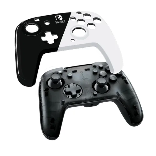 Vista 9 de PDP Gaming Faceoff Deluxe+ Wired Switch Pro Controller - Officially Licensed by Nintendo - OLED Model- BlackWhite - Nintendo Switch