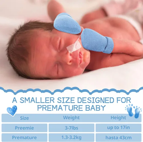 Vista 5 de 12 pares de manoplas prematuros para niñas y niños prematuros, guantes prematuros para recién nacidos y niños pequeños