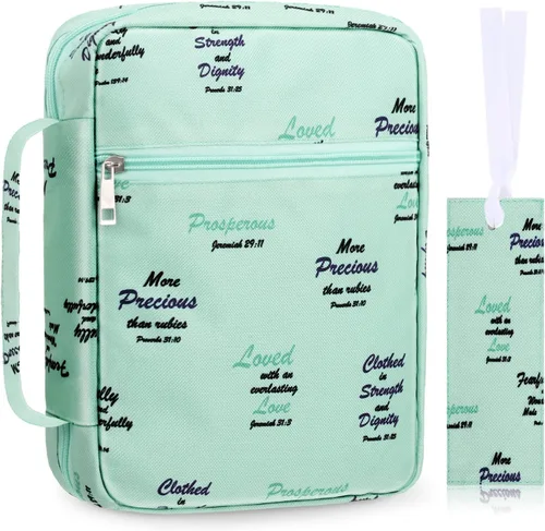 Vista 13 de Laumoi Funda para la Biblia para mujer, funda de Biblia floral de 10 pulgadas, bolsa protectora portátil para suministros de estudio bíblico, Varios
