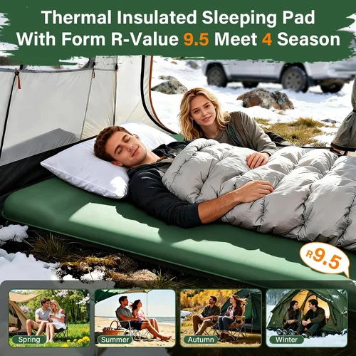 Vista 4 de HiiPeak Memory Sleeping Pad, Compact 3" Thick Foam Sleeping Mats with Pillow, 9.5 R-Value Insulated Camping Mattress Pad, Easy Inflate & Deflate