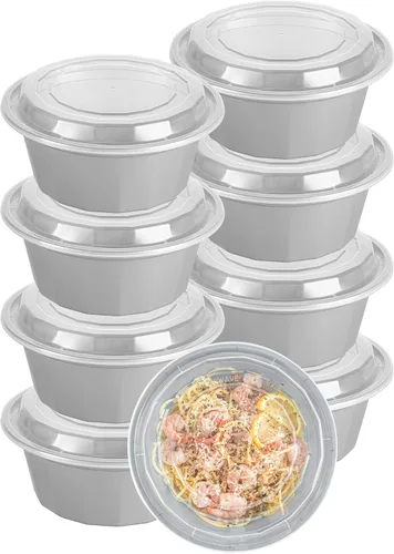 Vista 21 de Asporto - Cajas para llevar de 16 onzas, 50 recipientes de alimentos para llevar para microondas, tapas de plástico transparente incluidas, no Negro