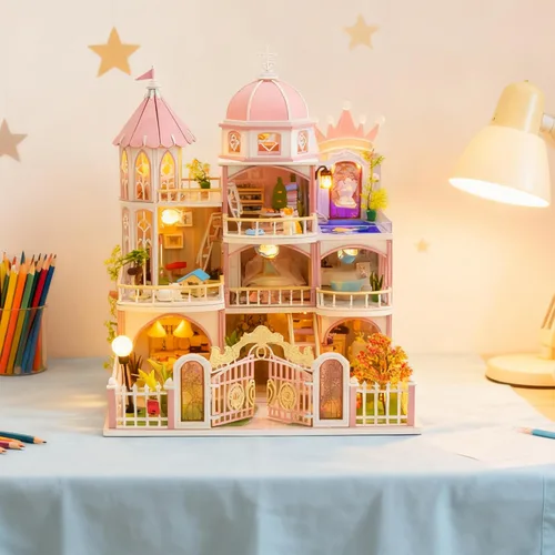 Vista 3 de Kit de rincón de libros para bricolaje con luz LED, casa de muñecas en miniatura, rompecabezas de madera 3D, decoración de estantería, regalo