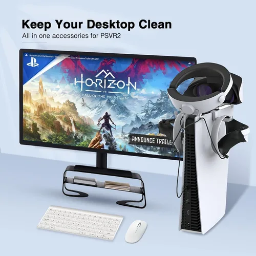Vista 7 de 6-in-1 Accessories Bundle for PSVR 2, with one for two Magenic Charging Cable,Display Stand,Hook Rack,Lens Protector 5 Accessories