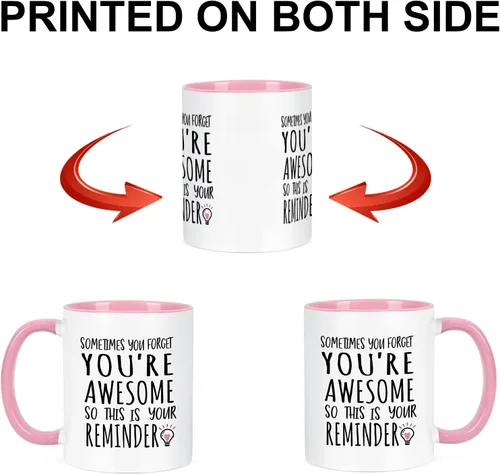 Vista 8 de YHRJWN - Taza de café Sometimes You Forget You're Awesome - Regalos inspiradores de amistad de cumpleaños para mujeres, compañeras de trabajo