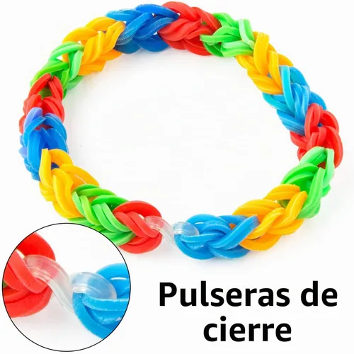 Vista 3 de FEPITO 2000 piezas de bandas de goma para telar, clips en S, clips de banda de plástico, kit de recambios para pulseras de telar, bricolaje