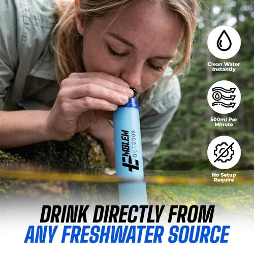 Vista 4 de Paja de filtro de agua portátil, 2 popotes de agua para purificar el agua cuando acampas, senderismo, emergencia y desastre – Filtro de agua