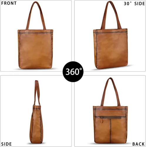 Vista 2 de Bolso de hombro de cuero genuino para mujer, bolso hecho a mano, bolso cruzado de trabajo, bolso casual