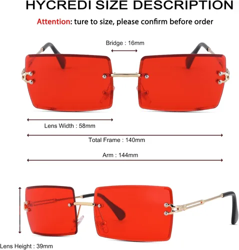 Vista 126 de Gafas de sol rectangulares para hombres/mujeres, gafas de sol pequeñas sin montura cuadrada