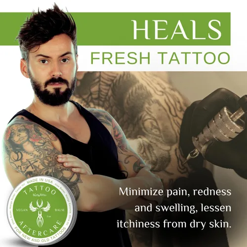 Vista 2 de BodyJ4You Bálsamo para el cuidado posterior del tatuaje, nueva crema hidratante para recuperación de tatuajes, color no graso para mejorar