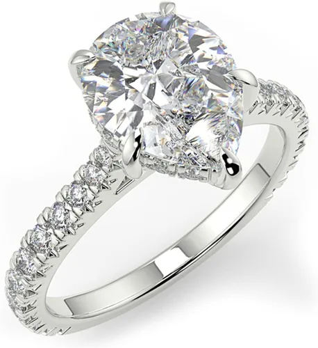 Vista 15 de WSX - Anillo de compromiso de oro de 10/14/18 quilates de 2 quilates para mujer, diseño de lágrima personalizada, moissanita, promesa de boda