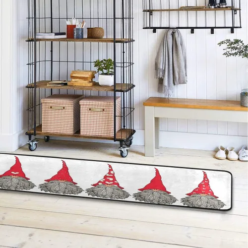 Vista 5 de Christmas Runner Rug, Cute Gnomes Christmas Pattern Runner Rug Floor Mat Non-Skid Kitchen Rug Soft Area Rug for Bathroom Entryway Hallway Dining