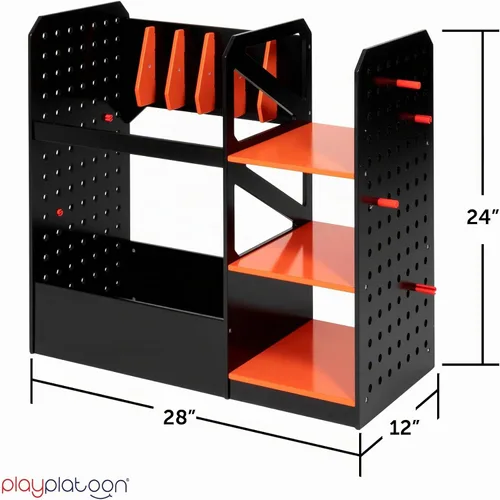 Vista 2 de Play Platoon Estante de almacenamiento para pistola Nerf - Organizador de tablero de clavijas de pared de 6 pistolas Includes 20 Storage Pegs