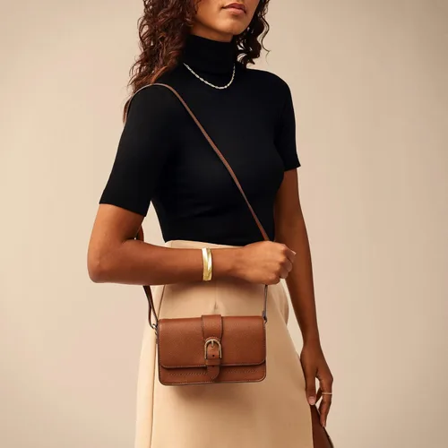 Vista 5 de Fossil Zoey - Bolso cruzado de piel con solapa grande o pequeña para mujer