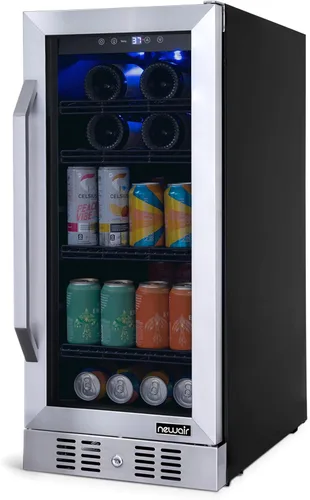 Vista 10 de NewAir Refrigerador de bebidas y vino de zona única de 15 pulgadas, refrigerador de bebidas y vino para 33 botellas/80 latas, mini refrigerador