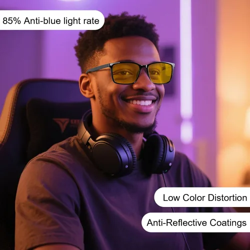 Vista 2 de ANDWOOD Gafas de bloqueo de luz azul para hombres y mujeres, filtro de computadora, marco grande, bloqueador de luz azul, antirayos azules, ligeros