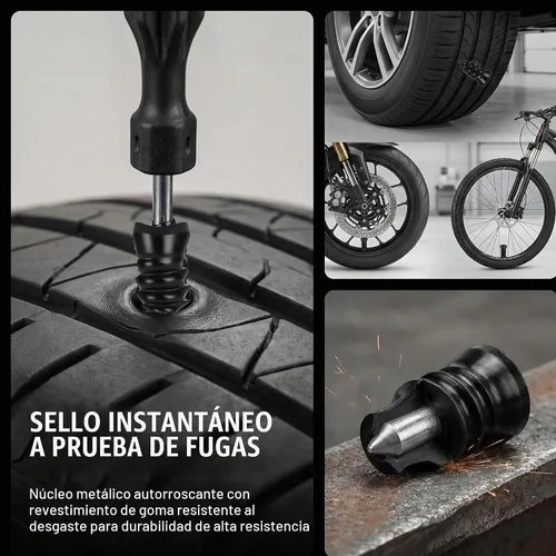 Vista 4 de PINKJOY Juego de clavos de reparación de neumáticos de 60 piezas con tornillos autoperforantes de goma, herramienta de reparación de neumáticos