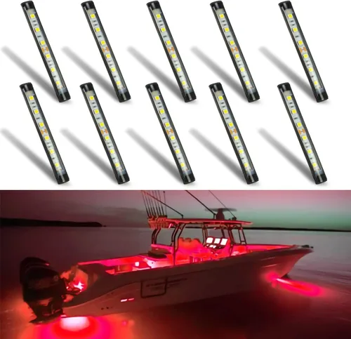 Vista 8 de Boaton Luces LED para pesca nocturna marina, luces interiores de cortesía para barco, sin necesidad de perforar, azul