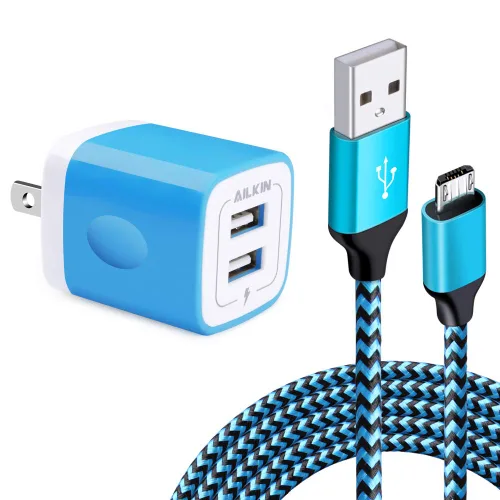 Vista 11 de AILKIN Cargadores de iPhone, [certificado Apple MFI] Cable Lightning trenzado de 6 pies de largo + cargador de pared USB, cable de alimentación