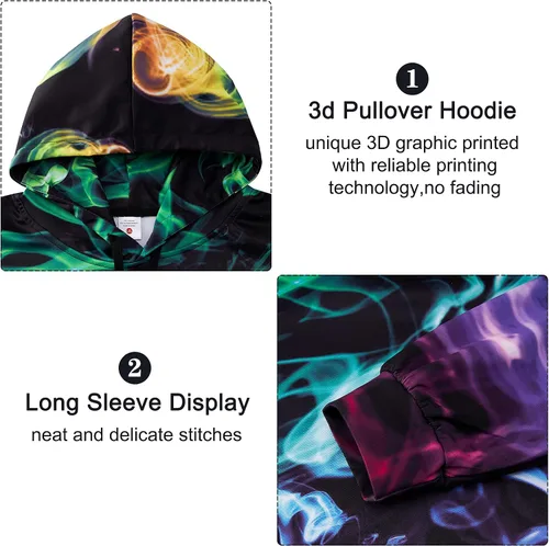 Vista 3 de uideazone Unisex 3D Relistic Impreso Sudaderas para Hombres Mujeres Cool Graphic Sudadera con capucha