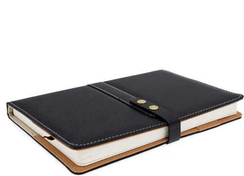 Vista 2 de Juego de cuadernos de tapa dura, cuaderno de papel grueso clásico a rayas con lazo para bolígrafo y bolígrafo, A5 192 páginas, cubierta dura de piel