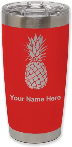 Vista 27 de LaserGram Vaso aislado al vacío de 20 onzas, piña, grabado personalizado incluido (negro)