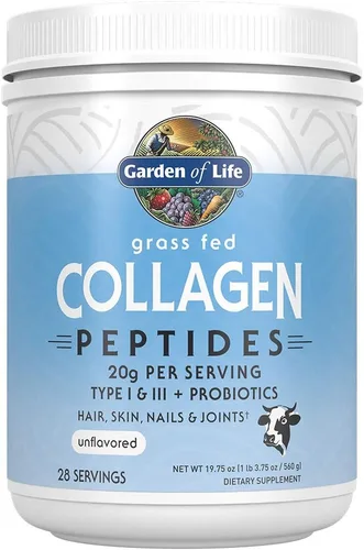 Vista 2 de Garden of Life Paquete de polvo de péptidos de colágeno alimentado con pasto y marino, proteína hidrolizada sin sabor para piel, cabello, uñas