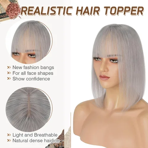 Vista 138 de Rich Choices Pelucas con topper de cabello para mujeres, cabello humano real 100% Remy, sin flequillo, para mujeres con adelgazamiento en la parte