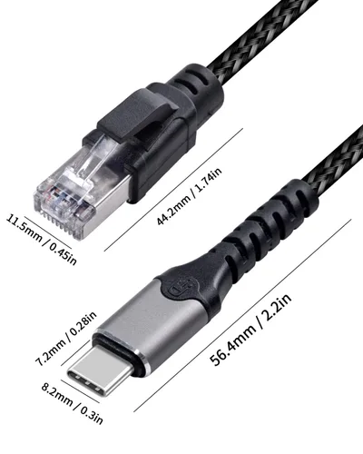 Vista 4 de Duttek Cable Gigabit USB C a Ethernet de 10 pies, cable RJ45 a USB C de hasta 1000/100/10 Mbps Cable de red LAN Ethernet compatible con Thunderbolt