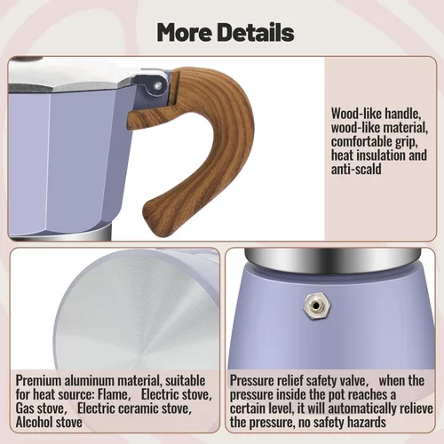 Vista 87 de Cafetera clásica de aluminio para 3 tazas Azul