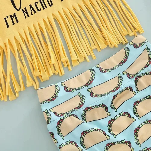 Vista 5 de Traje de verano para bebé niña pequeña camiseta de manga corta con borlas camiseta corta pantalones cortos de burbujas para vacaciones