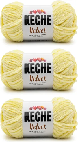 Vista 190 de Keche Hilo para ganchillo, hilo de terciopelo, chenilla suave, manta de bebé voluminosa amigurumi Yarn 3.53 oz (132 yardas) - Arona