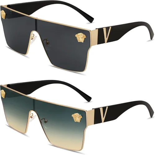 Vista 21 de Allarallvr Gafas de sol cuadradas de gran tamaño para mujeres hombres vintage de moda clásica gafas de sol de sol para mujer AR82087