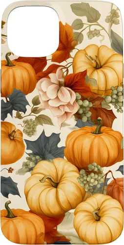 Vista 9 de Funda de estilo vintage para iPhone 16 con hojas de otoño y calabazas