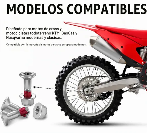 Vista 2 de Kit de pernos de piñón trasero de motocicleta, pernos de acero con tuercas