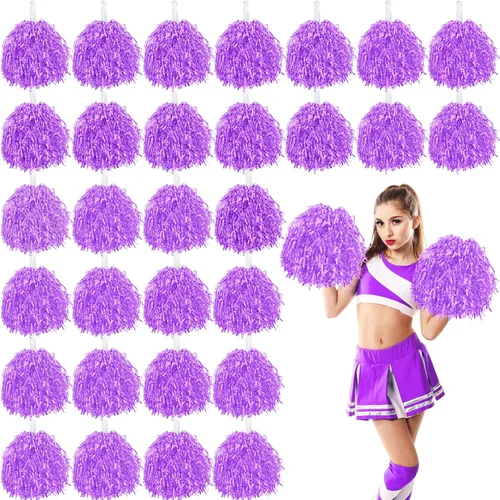 Vista 9 de 60 piezas de pompones de animadora a granel, conjuntos de pompones de animadora, pompones de animadora de papel metálico, divertidos y llenos