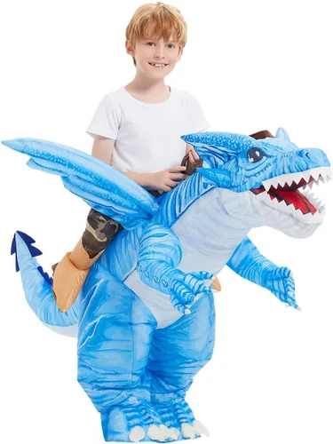 Vista 5 de GOOSH Disfraz inflable de dinosaurio para niños, disfraces de Halloween para niños y niñas, divertido disfraz inflable para fiesta de Halloween