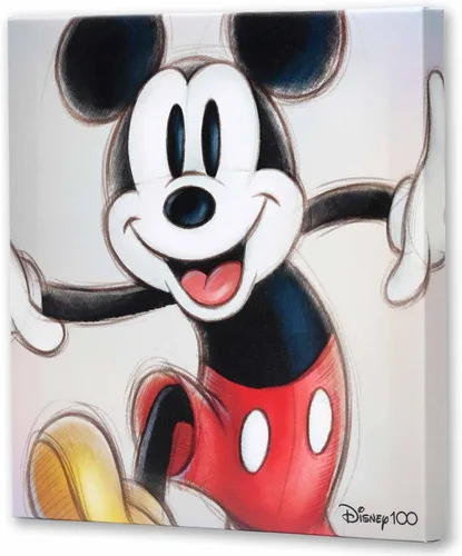 Vista 2 de Open Road Brands Disney Mickey Mouse Sketch Gallery Lienzo Envuelto Decoración de Pared - Arte de Pared Clásico de Mickey Mouse para el Hogar