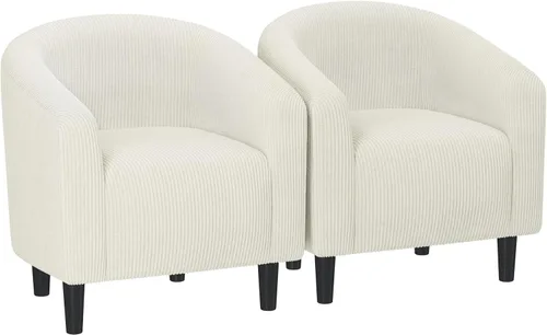 Vista 19 de Yaheetech Sillas de sala de estar, juego de 2 sillas decorativas de terciopelo, acogedoras sillas de barril con acolchado suave para sala de estar