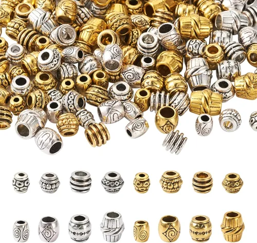 Vista 30 de Craftdady 600 cuentas espaciadoras tibetanas de 10 estilos, colores mezclados, aleación de metal, dijes para pulseras, collares, suministros