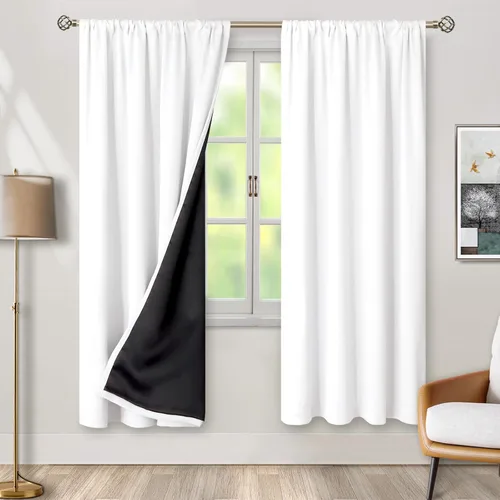Vista 120 de BGment - Cortinas opacas para sala de estar de 63 pulgadas de largo, juego de 2 paneles, cortinas para oscurecer toda la habitación, cortinas