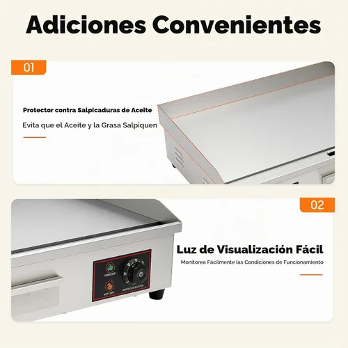 Vista 8 de Plancha eléctrica comercial de 30 pulgadas, 110 V, 3000 W, de acero inoxidable para encimera, parrilla eléctrica Teppanyaki con control