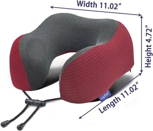 Vista 5 de napfun Almohada de cuello para viajes con bolsa de viaje, máscara de sueño y tapones para los oídos, almohada de espuma viscoelástica para dormir