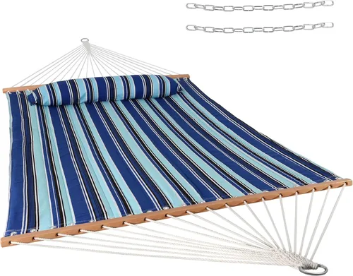 Vista 14 de Sunnydaze Hamaca Acolchada para Exteriores con Barras Separadoras - Hamaca Doble de Servicio Pesado con Capacidad de 450 Libras para Exteriores
