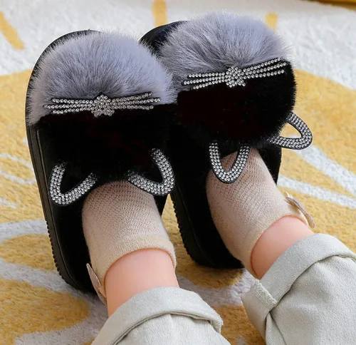 Vista 6 de Pantuflas para niñas y niños, pantuflas de casa de gato, pantuflas mullidas, pantuflas rosadas, pantuflas cálidas de invierno, zapatos suaves