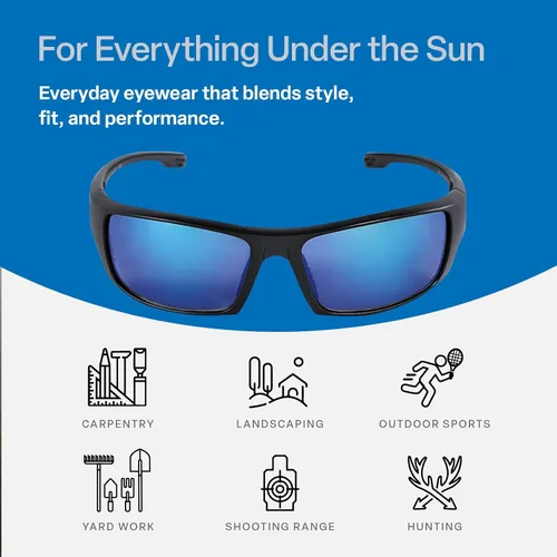 Vista 7 de Bullhead Safety Dorado - Lentes de seguridad con doble lente, ANSI Z87+, lentes de luz azul con protección contra la luz UV y revestimiento marco