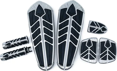 Vista 2 de Kuryakyn 5636 Accesorio para manillar de motocicleta: empuñaduras de lanza con insertos de goma y tapas finales, ajuste universal para manillares