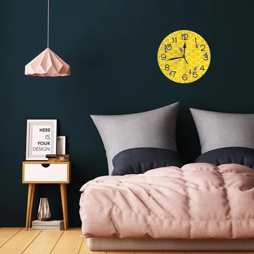 Vista 5 de Reloj de pared redondo de abejas amarillas y miel, reloj de pared redondo silencioso sin tictac de 10 pulgadas, decoración del hogar para oficina